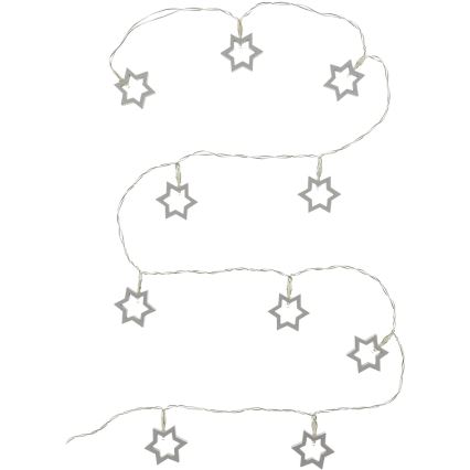 LED dekorativ kedja 10xLED/2xAA 1,8m varm vit