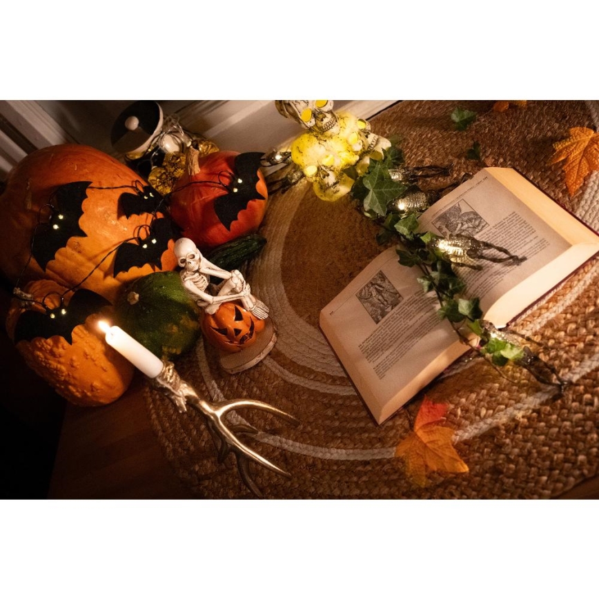LED dekorativ kedja HALLOWEEN 10xLED/2xAA/varm vit 1,3m fladdermöss