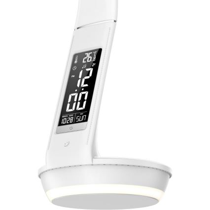LED Dimbart skrivbordslampa med trådlös Qi-laddning 5W och display LED/6W/230V/1xCR2032 3000/4000/6000K vit
