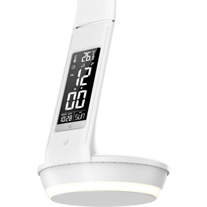 LED Dimbart skrivbordslampa med trådlös Qi-laddning 5W och display LED/6W/230V/1xCR2032 3000/4000/6000K vit