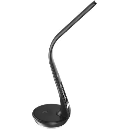 LED Dimbart skrivbordslampa med trådlös Qi-laddning 5W och display LED/6W/230V/1xCR2032 3000/4000/6000K svart