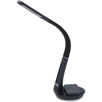 LED Dimbart skrivbordslampa med trådlös Qi-laddning 5W och display LED/6W/230V/1xCR2032 3000/4000/6000K svart