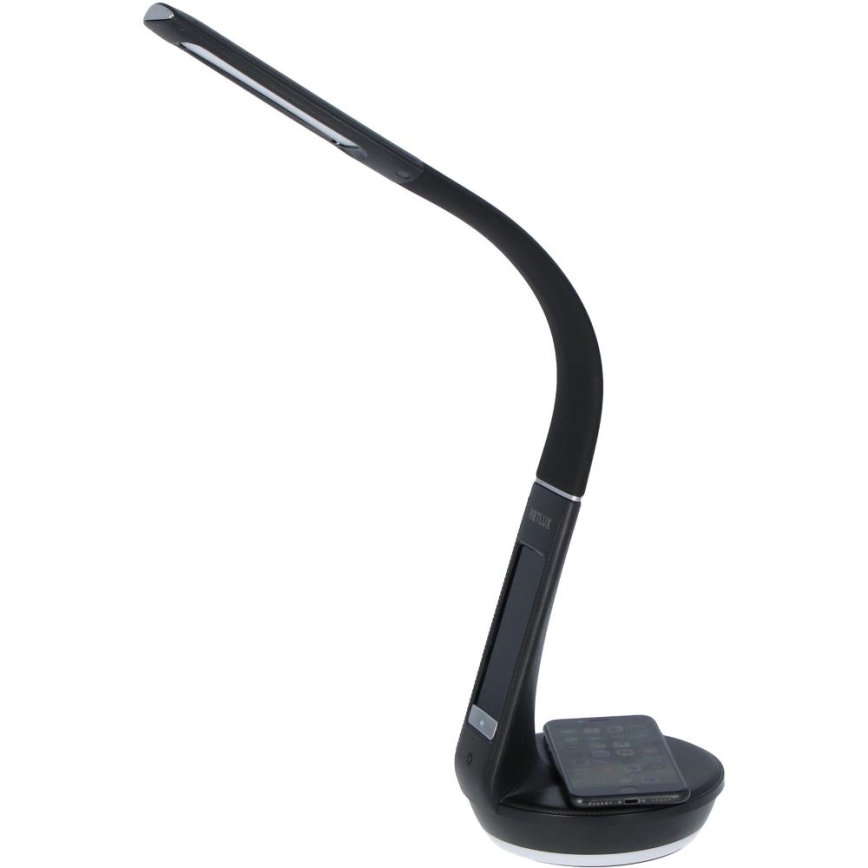 LED Dimbart skrivbordslampa med trådlös Qi-laddning 5W och display LED/6W/230V/1xCR2032 3000/4000/6000K svart
