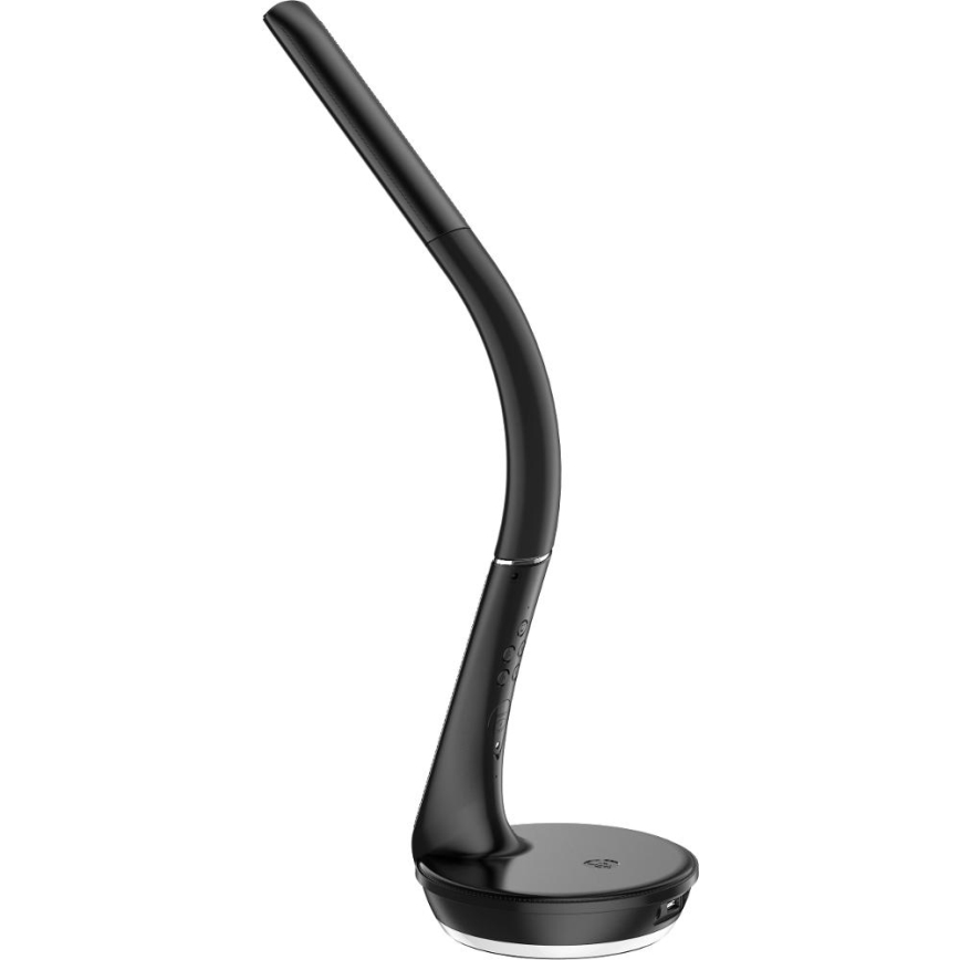 LED Dimbart skrivbordslampa med trådlös Qi-laddning 5W och display LED/6W/230V/1xCR2032 3000/4000/6000K svart