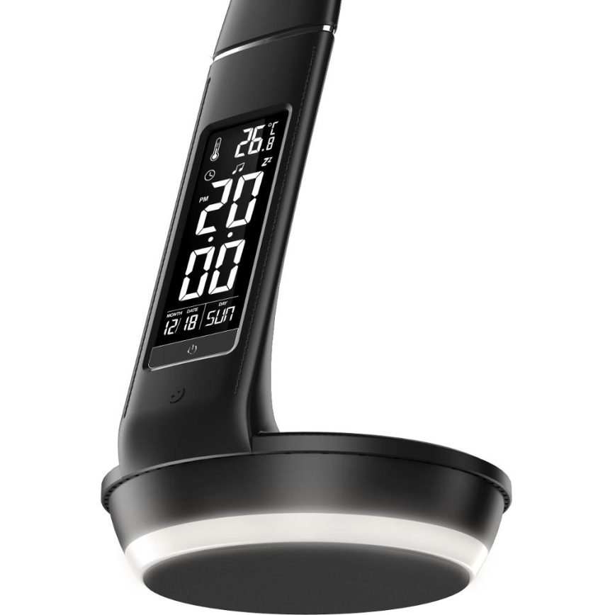 LED Dimbart skrivbordslampa med trådlös Qi-laddning 5W och display LED/6W/230V/1xCR2032 3000/4000/6000K svart