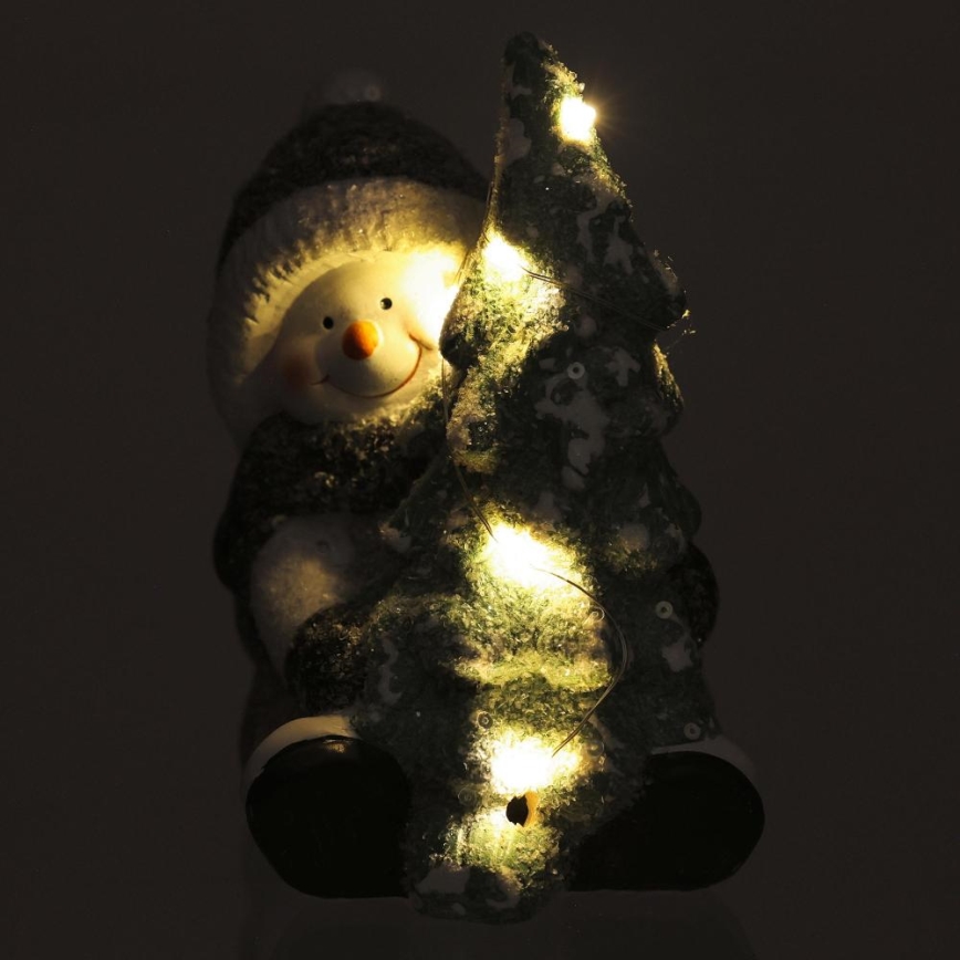 LED juldekoration LED/2xLR44/varm vit snögubbe med ett träd