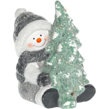 LED juldekoration LED/2xLR44/varm vit snögubbe med ett träd