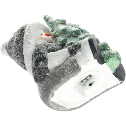 LED juldekoration LED/2xLR44/varm vit snögubbe med ett träd