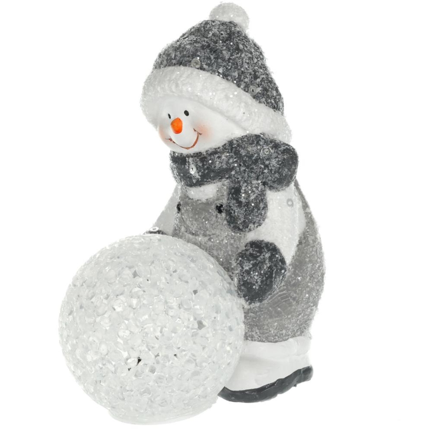 LED juldekoration LED/2xLR44/varm vit snögubbe med snöboll