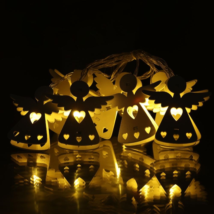 LED julkedja 10xLED/2xAA/varm vit 2m änglar