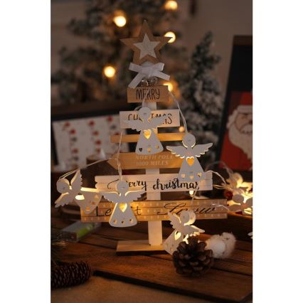 LED julkedja 10xLED/2xAA/varm vit 2m änglar