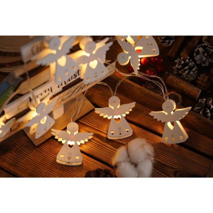 LED julkedja 10xLED/2xAA/varm vit 2m änglar