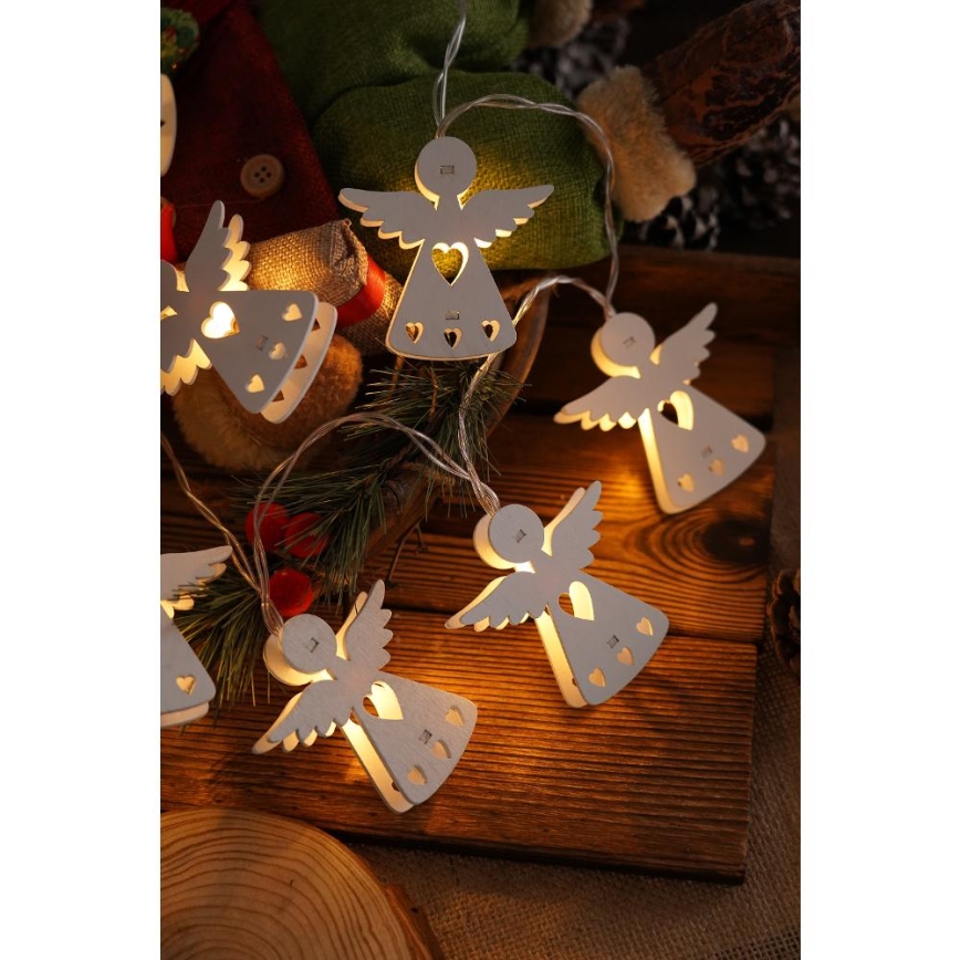 LED julkedja 10xLED/2xAA/varm vit 2m änglar