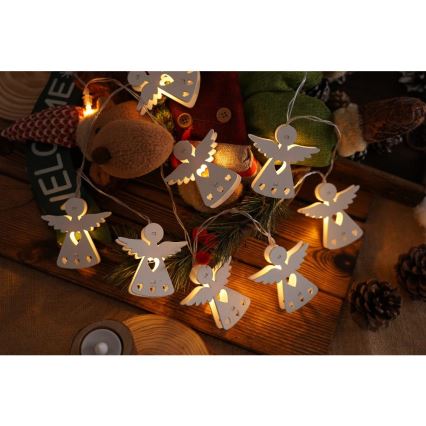 LED julkedja 10xLED/2xAA/varm vit 2m änglar