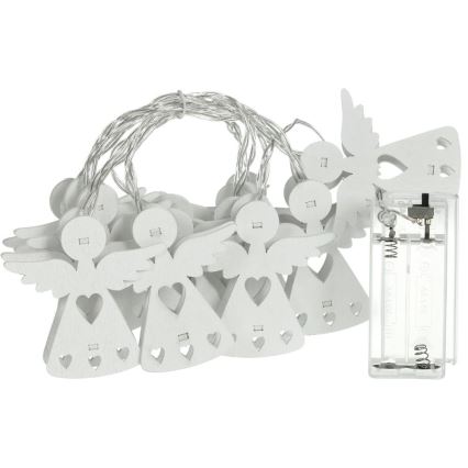 LED julkedja 10xLED/2xAA/varm vit 2m änglar