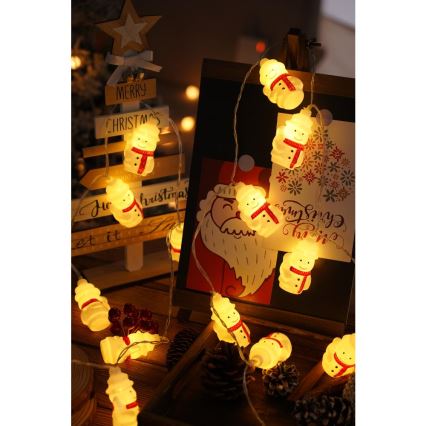 LED julkedja 20xLED/3xAA/varm vit 3,3m snögubbar