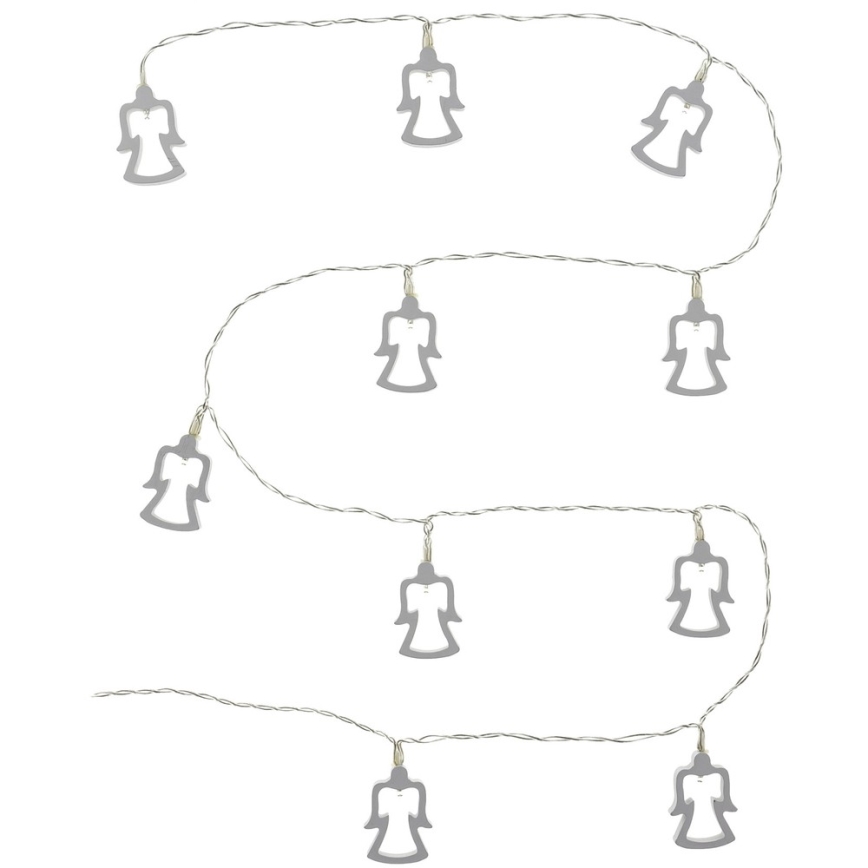 LED julkedja  10xLED/2xAA 1,8m varm vit