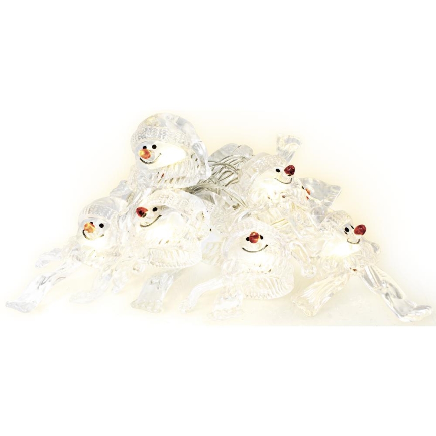 LED julslinga 10xLED/2xAA/varmvit 1,65m snögubbar