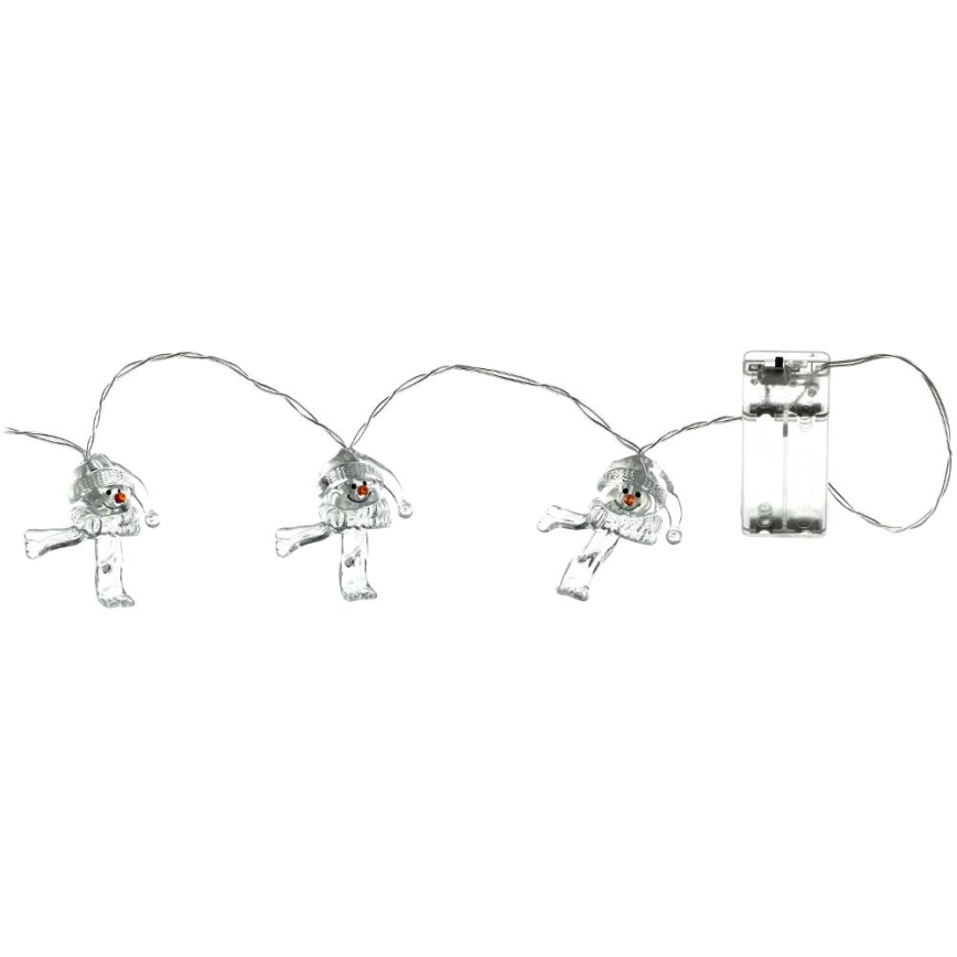 LED julslinga 10xLED/2xAA/varmvit 1,65m snögubbar