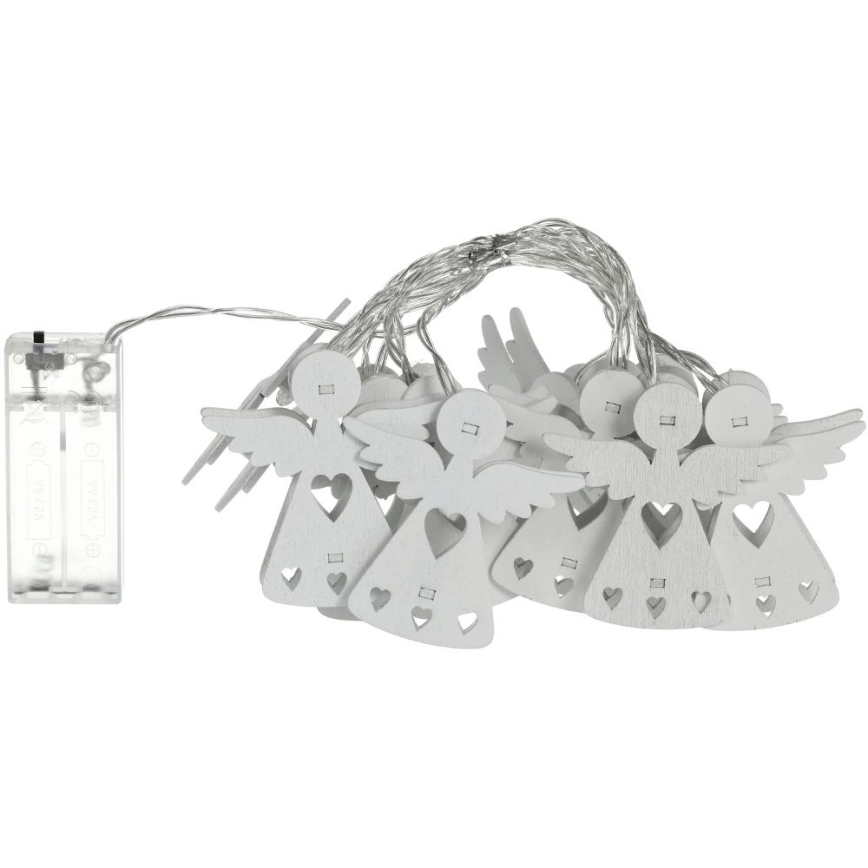 LED julgirlang 10xLED/2xAA/varmvit 2m änglar