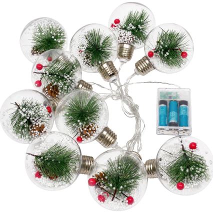 LED julslinga 10xLED/3xAAA/varmvit 2,1m kulor