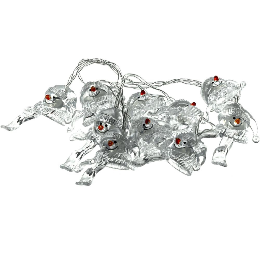 LED-slinga 10xLED/2xAA/varmvit 1,65m snögubbar