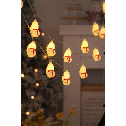 LED-ljusslinga 20 LED / 3 x AA / varmvit / 3,3 m - snögubbar