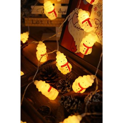 LED-ljusslinga 20 LED / 3 x AA / varmvit / 3,3 m - snögubbar