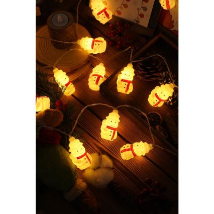 LED-ljusslinga 20 LED / 3 x AA / varmvit / 3,3 m - snögubbar