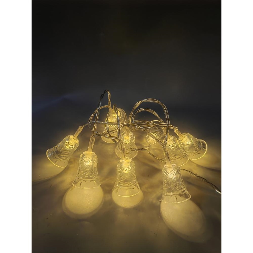 LED-ljusslinga 20× LED / 3× AA / varmvit 2,2 m med bjällror