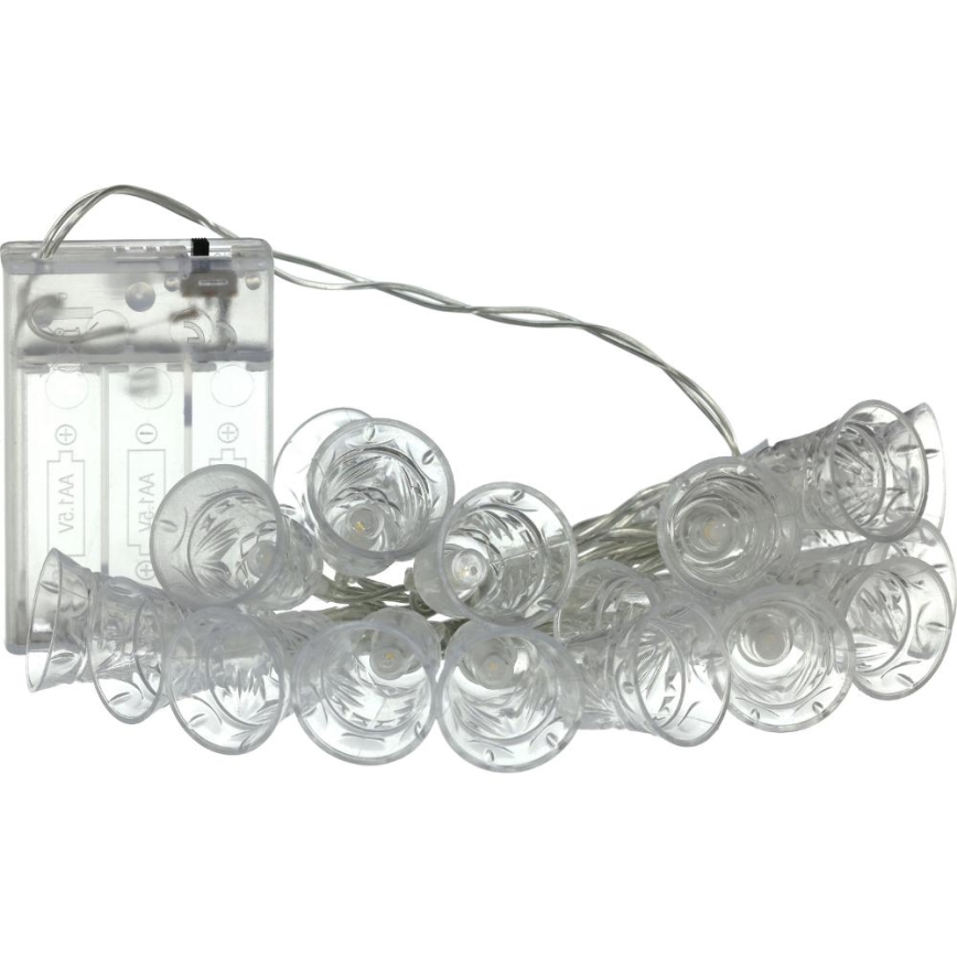 LED-ljusslinga 20× LED / 3× AA / varmvit 2,2 m med bjällror