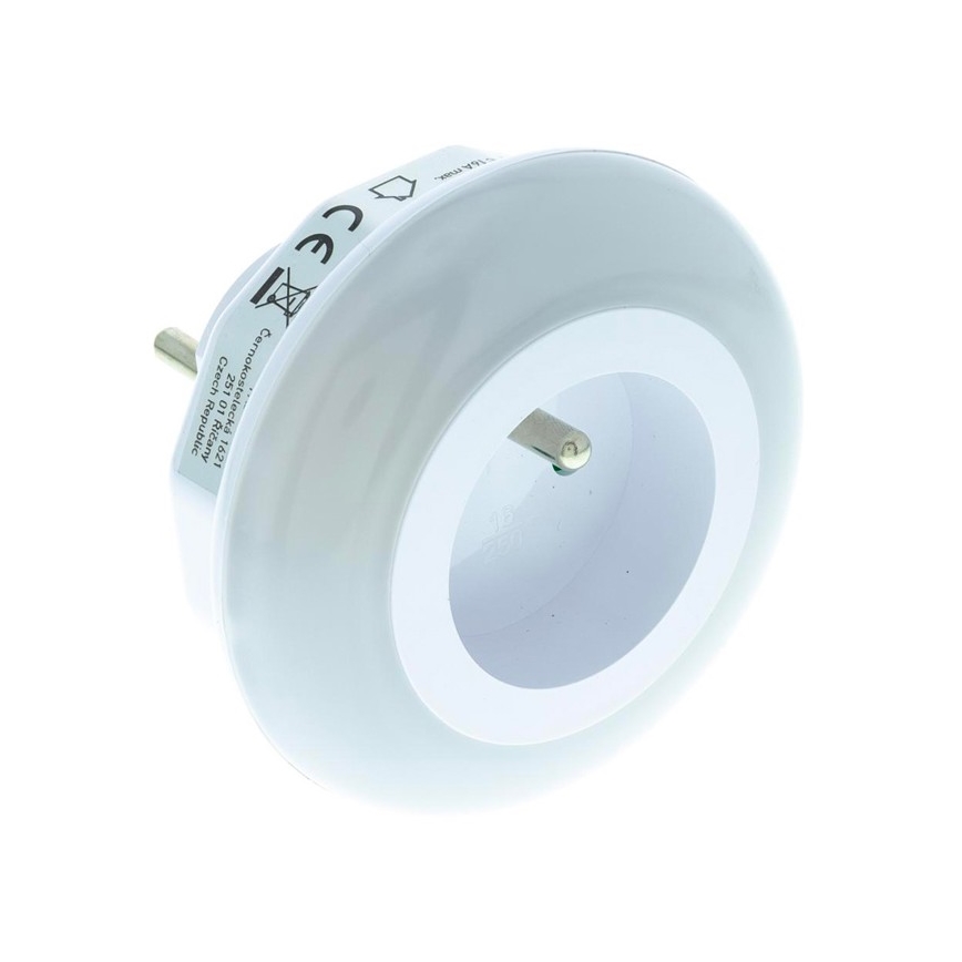 LED nattlampa  med skymningssensor  Data kontakt  zásuvkou LED/0,6W/230V