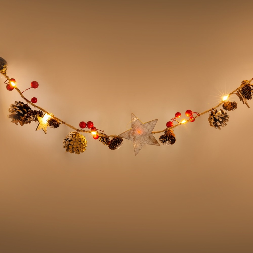 LED-ljusslinga 10xLED/3xAA 2,5 m varmvit