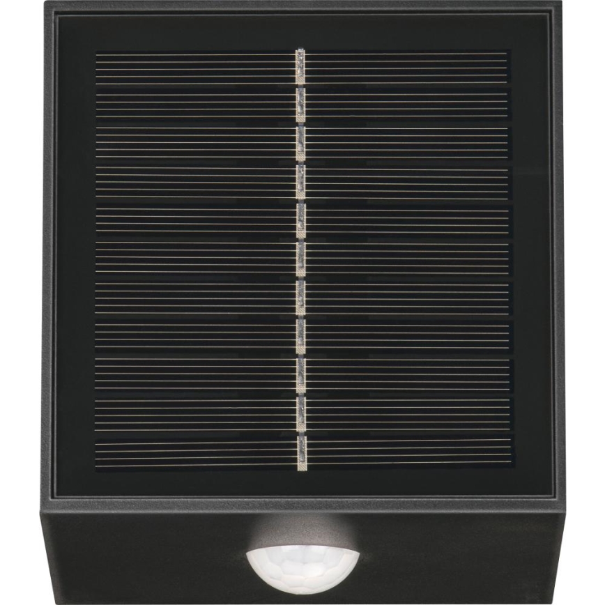 LED solcellsvägglampa med inbyggd sensor LED/1W/3,7V 1200 mAh IP44 svart