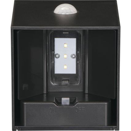 LED solcellsvägglampa med inbyggd sensor LED/1W/3,7V 1200 mAh IP44 svart
