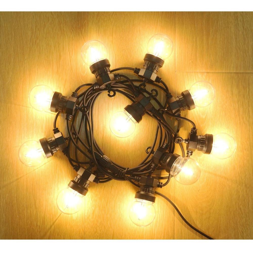 LED utomhus dekorationsslinga GIRLANDA G45 10xE27/230V 8m IP44 varmvit