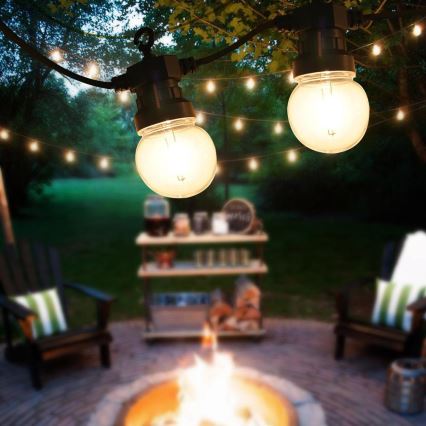 LED utomhus dekorationsslinga GIRLANDA G45 10xE27/230V 8m IP44 varmvit