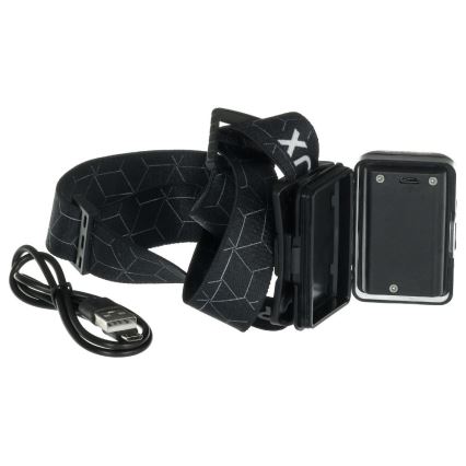 Uppladdningsbar LED-pannlampa LED/3W/1200 mAh IP67 svart