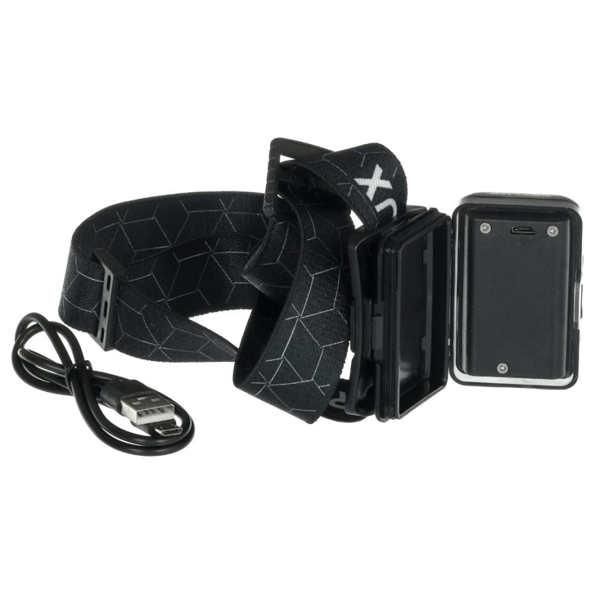 Uppladdningsbar LED-pannlampa LED/3W/1200 mAh IP67 svart