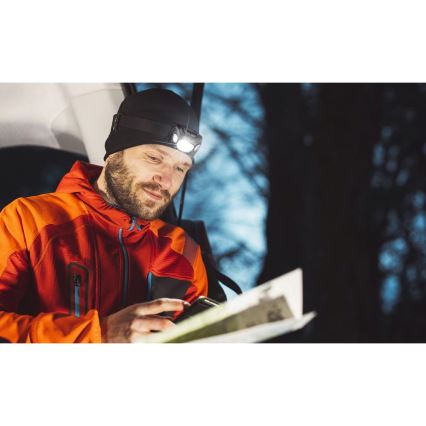 Uppladdningsbar LED-pannlampa 3W/1200 mAh IP44 svart