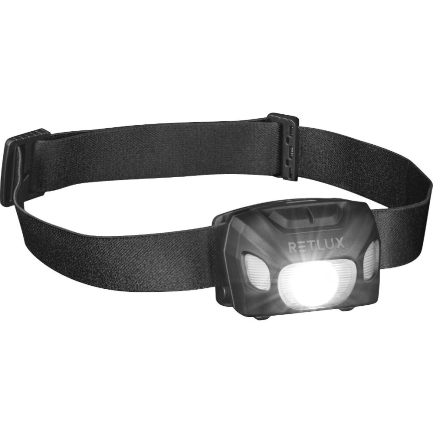 Uppladdningsbar LED-pannlampa 3W/1200 mAh IP44 svart