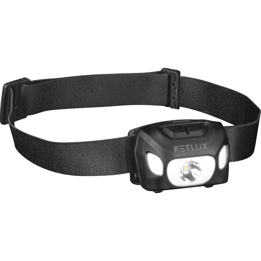 Uppladdningsbar LED-pannlampa 3W/1200 mAh IP44 svart