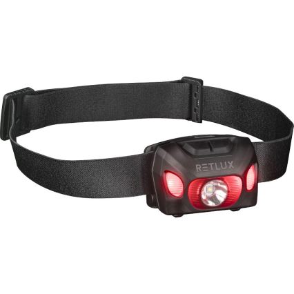 Uppladdningsbar LED-pannlampa 3W/1200 mAh IP44 svart