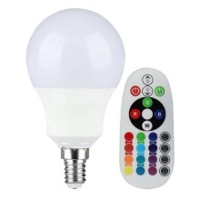 RGB Dimbar LED-lampa E14/3,5W/230V 4000K + Fjärrstyrd