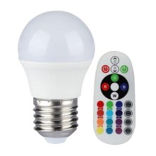 RGB Dimbar LED-lampa E27/3,5W/230V 4000K + Fjärrstyrd