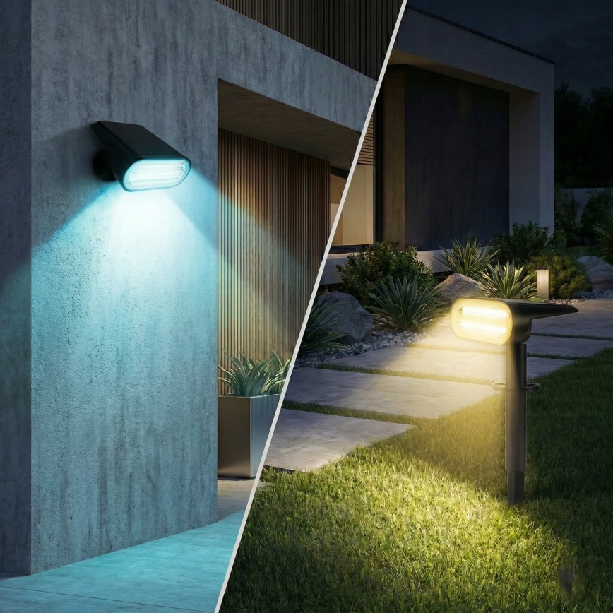 RGB-LED solcellslampa 2-i-1 LED/3,7 V 1200 mAh IP54 svart