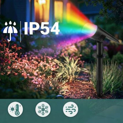 RGB-LED solcellslampa 2-i-1 LED/3,7 V 1200 mAh IP54 svart