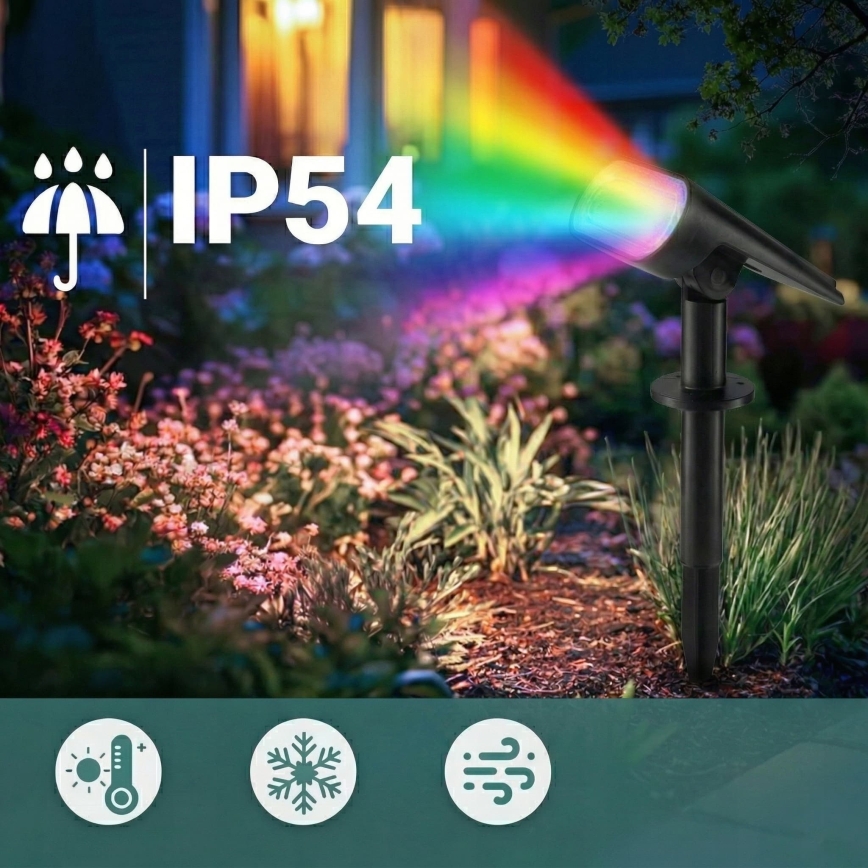 RGB-LED solcellslampa 2-i-1 LED/3,7 V 1200 mAh IP54 svart
