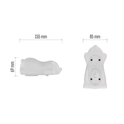 LED RGB uppladdningsbar beröringsstyrd nattlampa LED/3,7V 1200 mAh björn