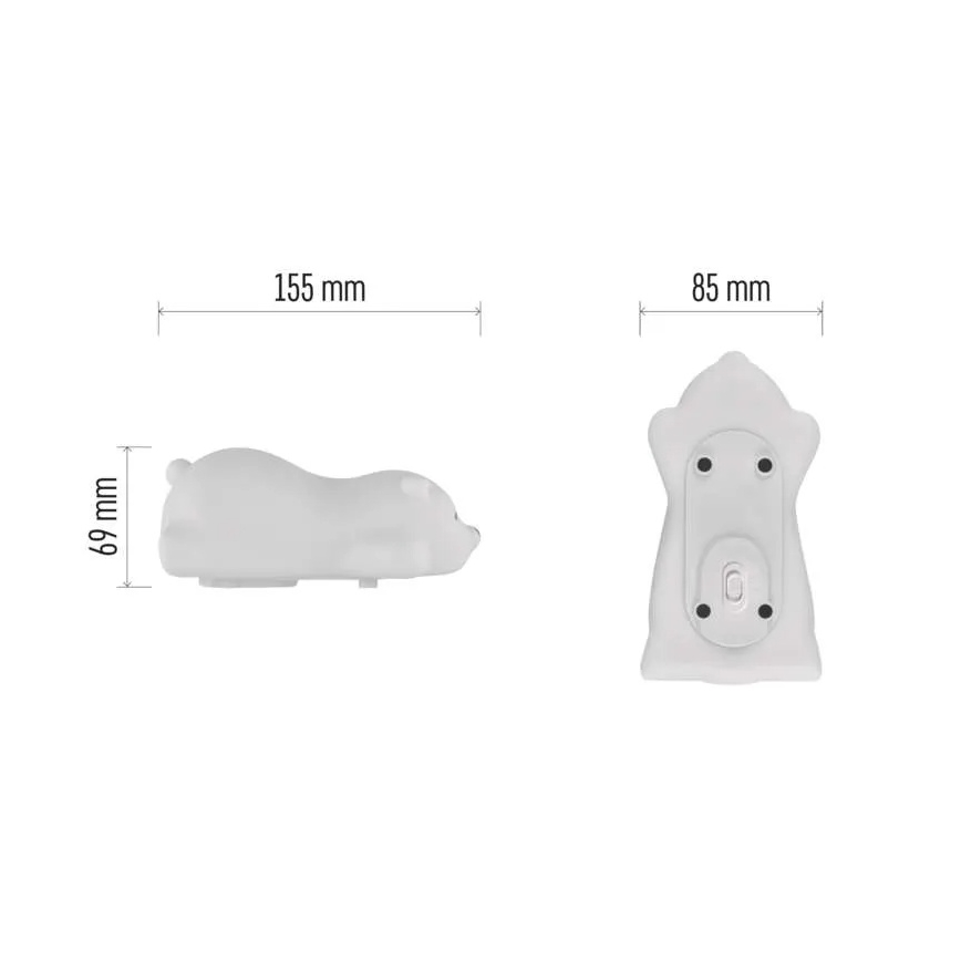 LED RGB uppladdningsbar beröringsstyrd nattlampa LED/3,7V 1200 mAh björn